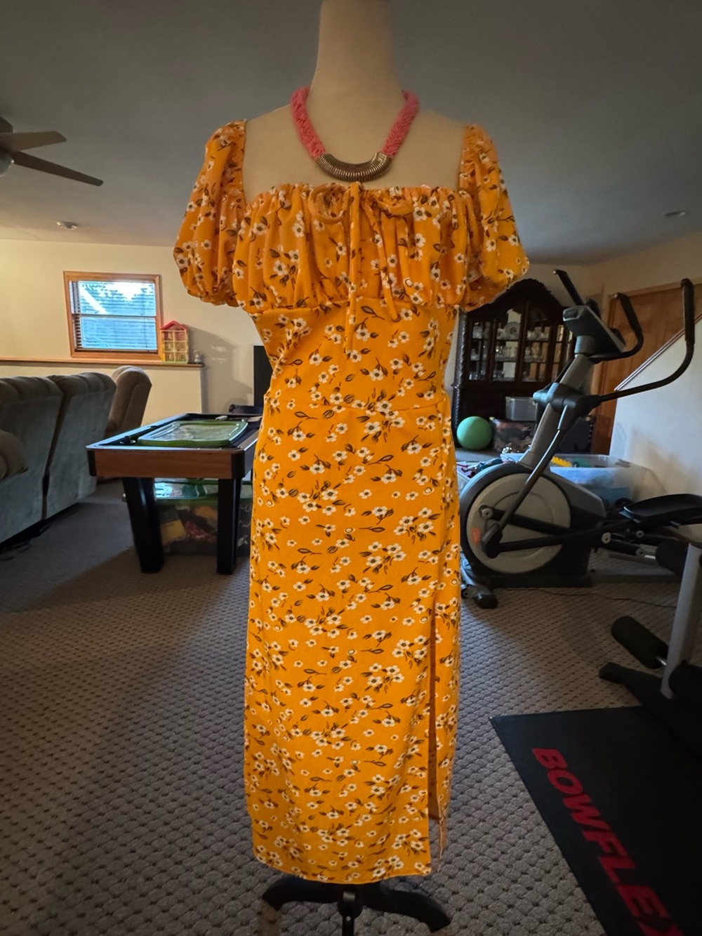 Yellow Floral Off-Shoulder Maxi Dress
